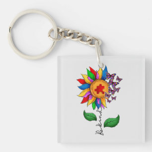 Be Kind Sunflower- Autism Awareness Keychain