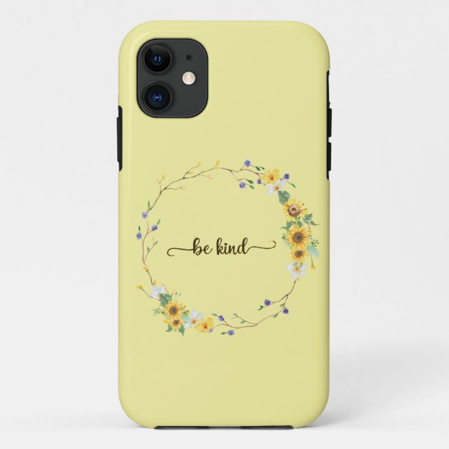 Be Kind, Sunflower Floral Botanical Wreath   Case-Mate iPhone Case (Back)
