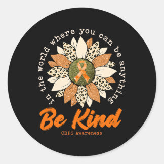 Be Kind Sunflower Orange Crps Awareness Ribbon 1  Classic Round Sticker
