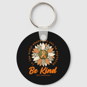 Be Kind Sunflower Orange CRPS Awareness Ribbon Keychain