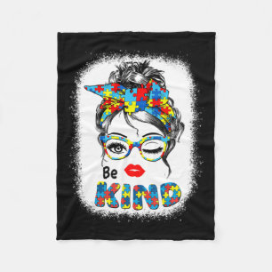 Be Kind t shirts for Women Autism Awareness Messy Fleece Blanket
