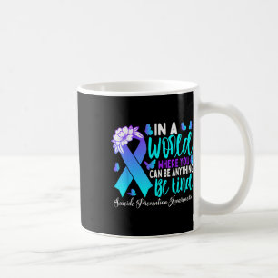 Be Kind Teal Purple Ribbon Suicide Prevention Awar Coffee Mug