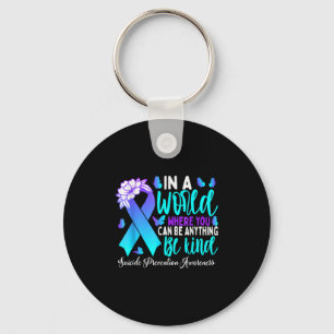 Be Kind Teal Purple Ribbon Suicide Prevention Awar Keychain