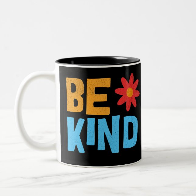 Be Kind Tee, Kindness Shirt, Positive Vibes Two-Tone Coffee Mug (Left)