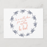 Be Kind Text in a Pretty Floral Wreath