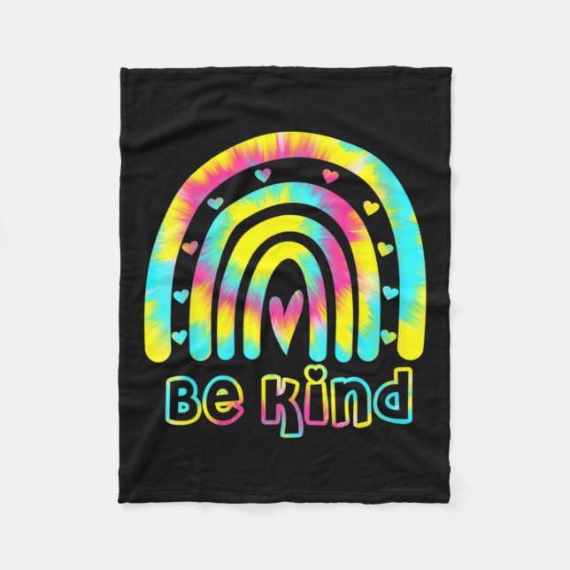 Be Kind Tie Dye Rainbow Kindness Autism Awareness  Fleece Blanket (Front)