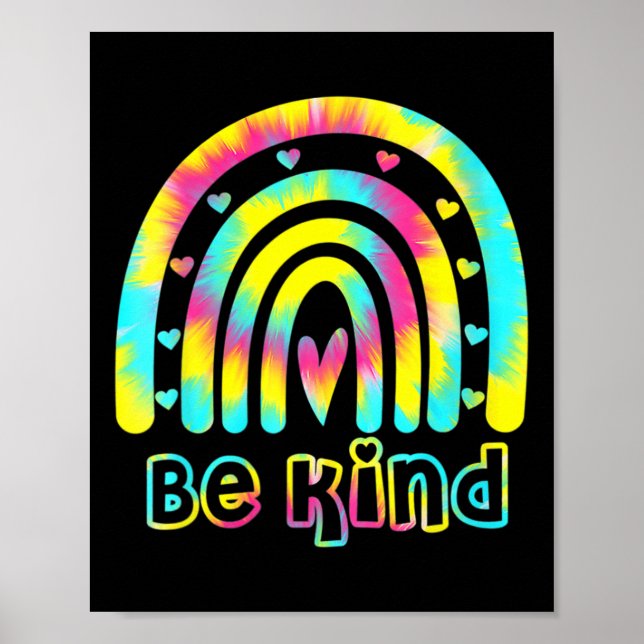 Be Kind Tie Dye Rainbow Kindness Autism Awareness  Poster (Front)
