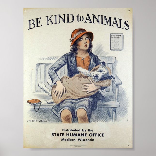 Be Kind to Animals - Vintage Poster (Front)