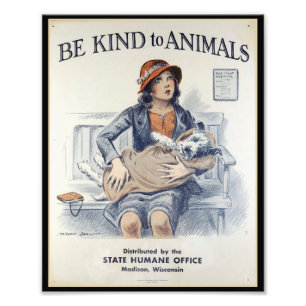 Be Kind to Animals - Vintage Poster