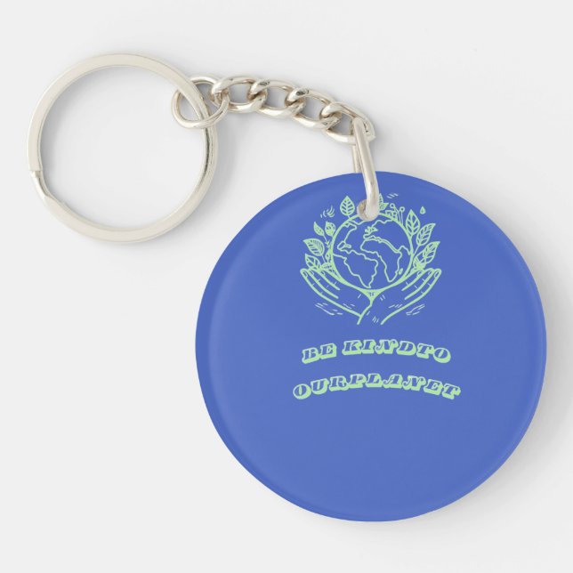 Be Kind to Our Planet: Caring Hands Earth Tee Keychain (Front)