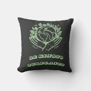 Be Kind to Our Planet: Caring Hands Earth Tee Throw Pillow