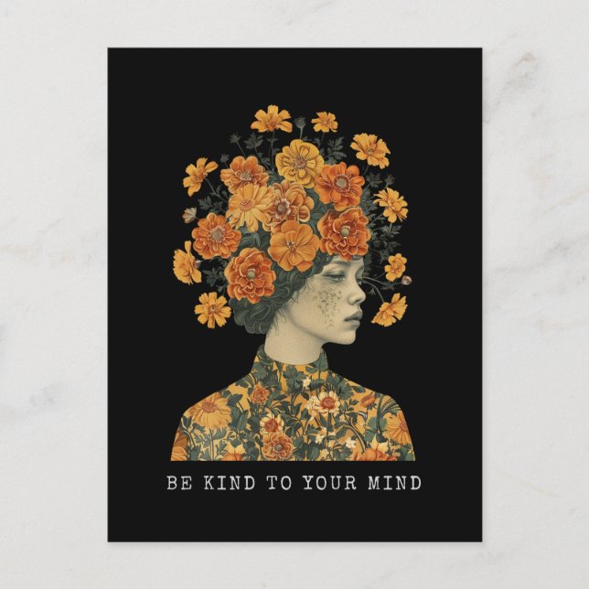 Be Kind To Your Mind (Dark BG) Postcard (Front)