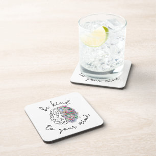 Be Kind To Your Mind Floral Brain Mental Health Coaster