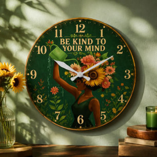 Be Kind to Your Mind Floral Large Clock