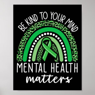 Be Kind To Your Mind Leopard Rainbow Mental Health Poster