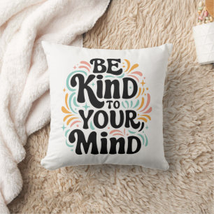 Be kind to your mind retro groovy self love throw pillow