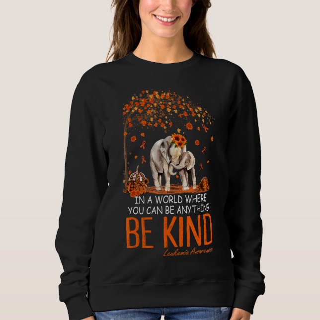 Be Kind Tree Elephant Orange Leukaemia Awareness A Sweatshirt (Front)