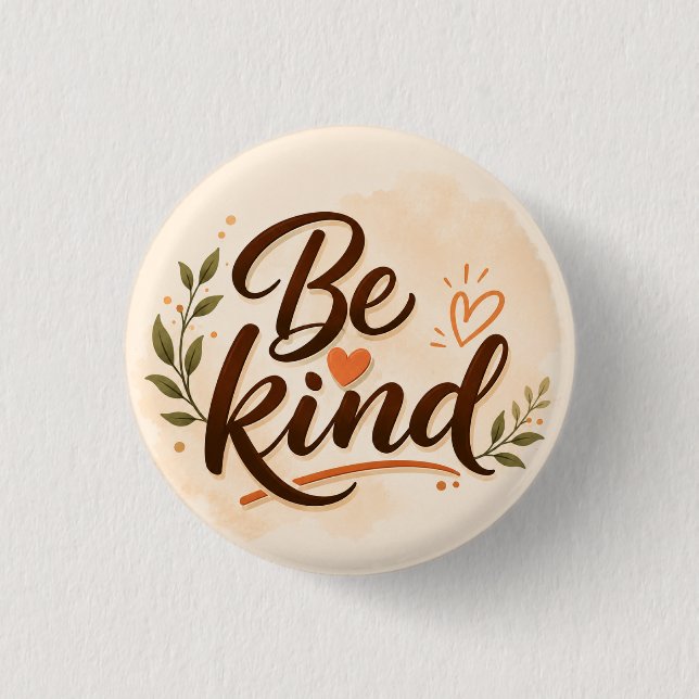 Be Kind Typography 1 Inch Round Button (Front)