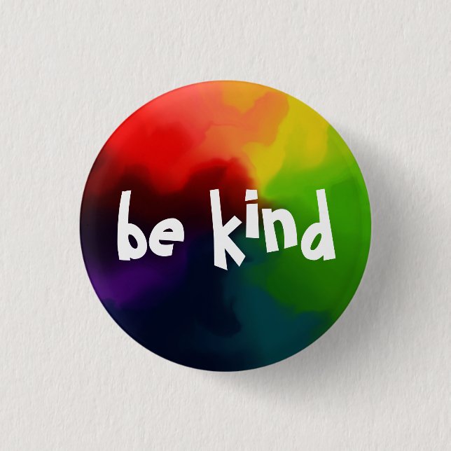  Be Kind Typography  Rainbow Nebula 1 Inch Round Button (Front)