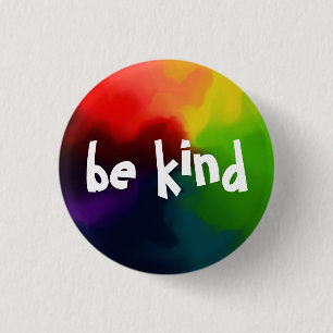 Be Kind Typography Rainbow Nebula 1 Inch Round Button
