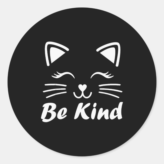 Be Kind Unity Day Cute Cat Anti Bullying Kindness  Classic Round Sticker (Front)
