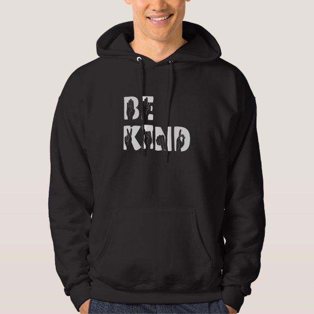 Be Kind  Unity Day Orange Kids Hand Sign Anti Bull Hoodie (Front)