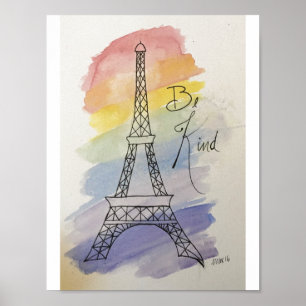 Be Kind Watercolor and Ink Poster
