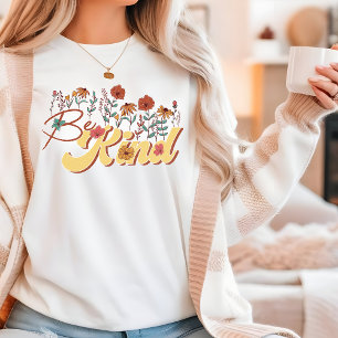 Be Kind Wild Flower Motivational Typography Tri-Blend Shirt