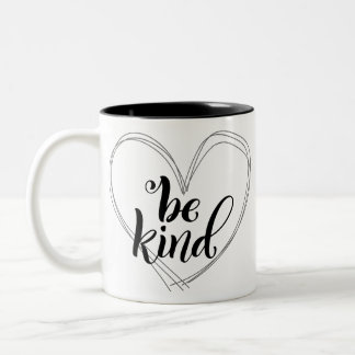 Be Kind with Heart Typography Two-Tone Coffee Mug