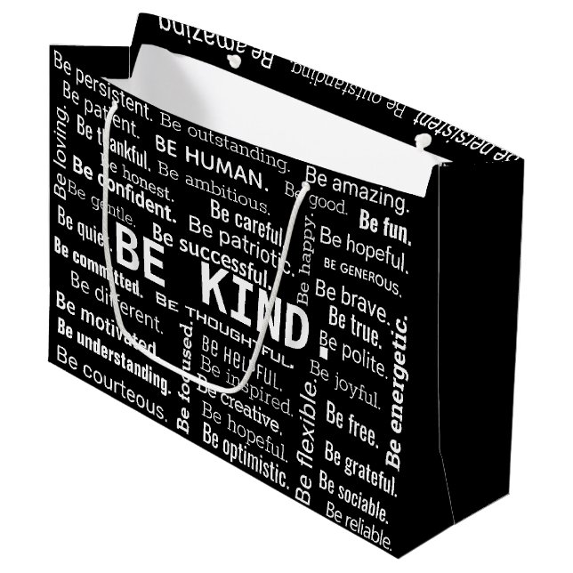 Be Kind Word Cloud Large Gift Bag (Front Angled)
