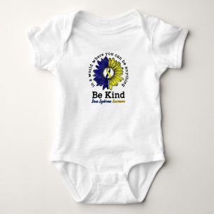 Be Kind World Down Syndrome Day Awareness Ribbon Baby Bodysuit