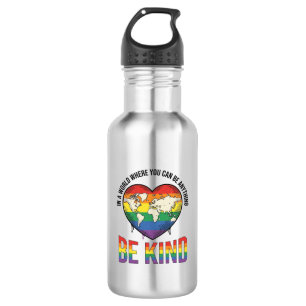 Be Kind World Heart Rainbow Vector T-Shirt Design_ 532 Ml Water Bottle