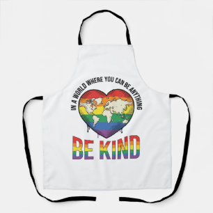 Be Kind World Heart Rainbow Vector T-Shirt Design_ Apron