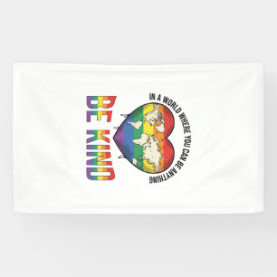 Be Kind World Heart Rainbow Vector T-Shirt Design_ Banner