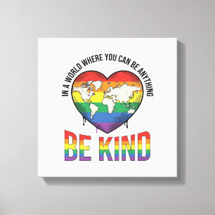 Be Kind World Heart Rainbow Vector T-Shirt Design_ Canvas Print