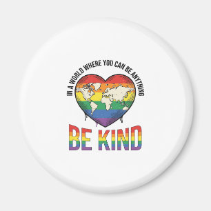 Be Kind World Heart Rainbow Vector T-Shirt Design_ Magnet