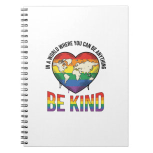 Be Kind World Heart Rainbow Vector T-Shirt Design_ Notebook