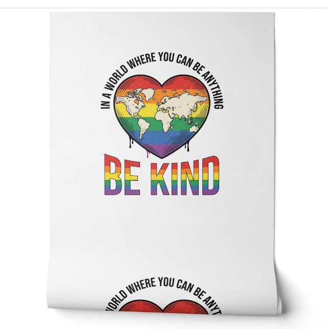Be Kind World Heart Rainbow Vector T-Shirt Design_ Wallpaper (Unrolling)
