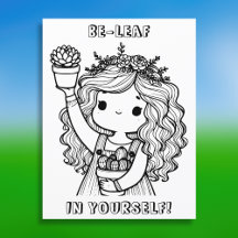 Be-leaf in Yourself |  Plant Pun Colouring 