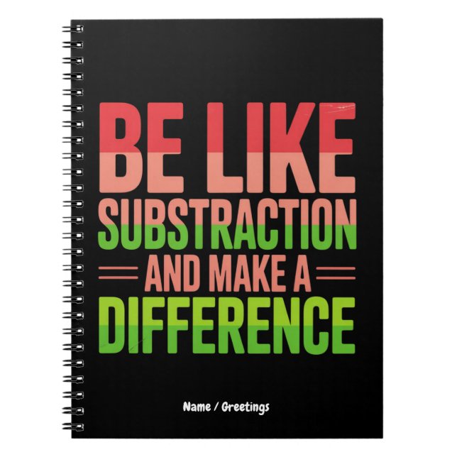 Be Like Subtraction And Make A Difference Teacher  Notebook (Front)