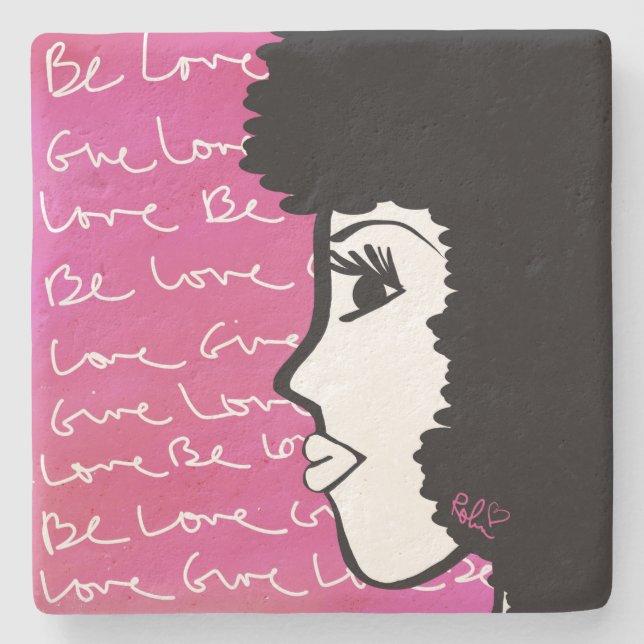Be Love Give Love Stone Coaster (Front)