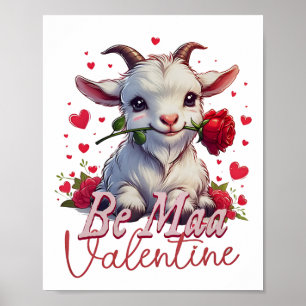 Be Maa Valentine Goat Heart Cute Goat Happy Valent Poster
