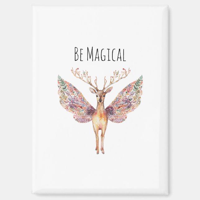 Be Magical Deer Purple Wings Butterfly Magnet (Front)