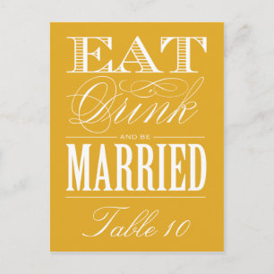 & BE MARRIED TABLE NUMBER POSTCARD