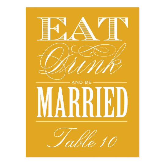 & BE MARRIED | TABLE NUMBER POSTCARD