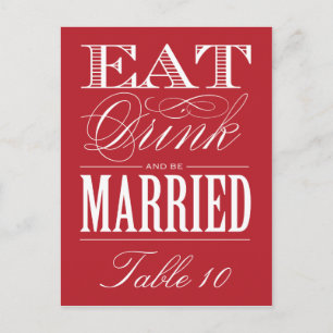 & BE MARRIED   TABLE NUMBER POSTCARD