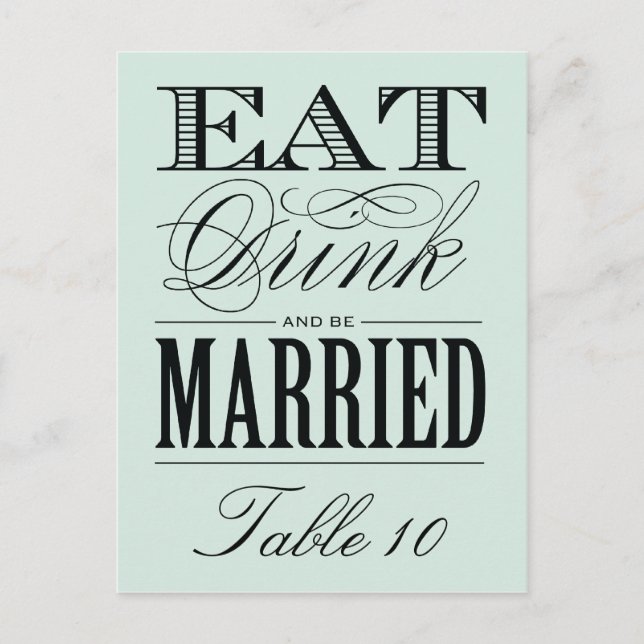 & BE MARRIED | TABLE NUMBER POSTCARD (Front)