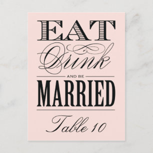 & BE MARRIED   TABLE NUMBER POSTCARD