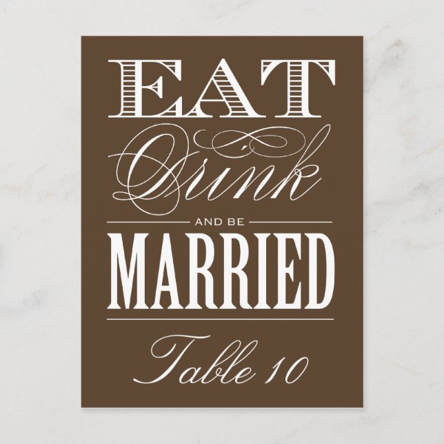 & BE MARRIED | TABLE NUMBER POSTCARD (Front)
