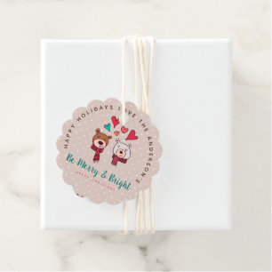 Be Merry and Bright Cute Wild BEARS Winter Holiday Favour Tags